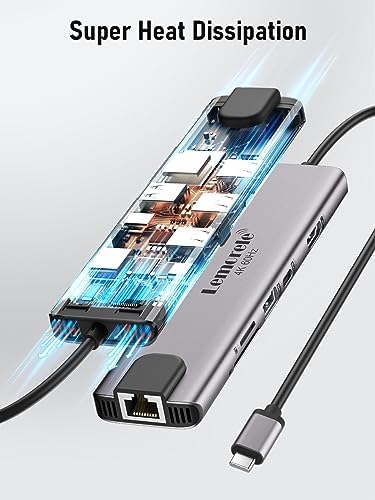 Enhance Your Workflow with Lemorele 9-in-1 USB C Hub Multiport Adapter – Gigabit Ethernet, 100 W PD Fast Charging, 4 K HDMI Output, 3 USB 2.0 Ports, 5 Gbps USB C Data Transfer, SD/TF Card Reader – Perfect Docking Station for Mac Book, Lenovo, HP & Dell Laptops