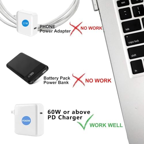 61 W Magnetic Charging Cable for Mac Book Air & Pro – 6 ft TPE Cable Only (Requires 60 W PD Charger) – Enhanced Compatibility with Mag Safe 1 Models A1278 A1286 – Fast Charging with Indicator Light – Durable & Easy to Clean Design