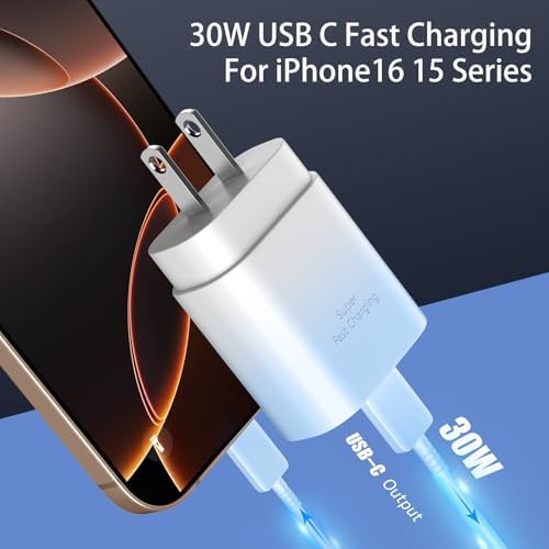 30 W Ultra-Fast USB C Wall Charger with 10 FT Cable in Stylish Purple Gradient | Rapid Charging Solution for Phone 15 Series & S24 Ultra Plus | Compact & Versatile Power Adapter for Modern Devices