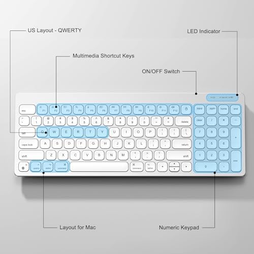 Elevate Your Mac Experience with OMOTON Wireless Bluetooth Keyboard – Ergonomic Design & Numeric Keypad for Seamless Typing on Mac Book Pro/Air, i Mac, Mac Mini & More – Sleek Silver Finish for a Stylish Workspace