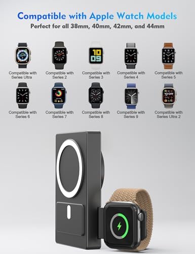 Revolutionary 3-in-1 Magnetic Portable Charger for i Phone, Apple Watch, and Air Pods – 5000 m Ah Mag Safe Battery Pack with Retractable Cable for Fast, Efficient Charging on the Go