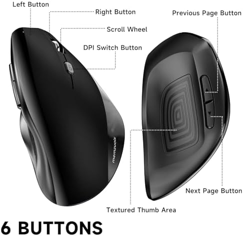 Elevate Your Comfort and Style with the memzuoix Purple Ergonomic Wireless Mouse – Right-Handed Vertical Design for Natural Wrist Posture, Adjustable DPI of 800/1200/1600, Perfect for PCs, Laptops, and Desktops – Experience Lag-Free 2.4 G Connectivity and Enhanced Productivity!
