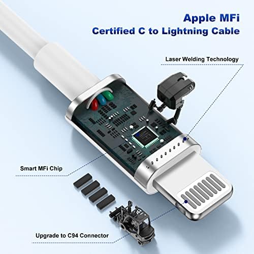 Dual-Port 45 W USB C Car Charger Adapter for Apple Devices – MFi Certified Fast Charger with 3 ft Lightning Cable (Pack of 2) – Rapid Charging for i Phone 14/13/12/11 Pro Max, i Pad, and Air Pods – Durable & Portable Power Solution for On-the-Go Lifestyle