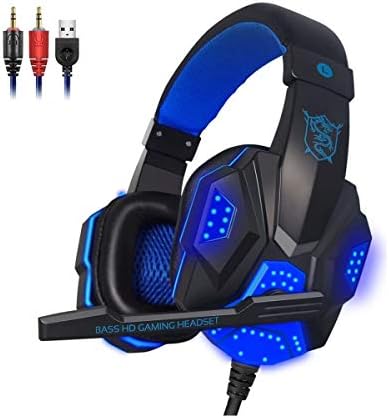 Immerse Yourself in Gaming with the Plextone PC780 RGB Headset – High-Definition Surround Sound for PC, Xbox, PS5 & More – Ergonomic Comfort with Adjustable Mic & Stunning LED Lights – Experience Deep Bass & Clarity for All-Day Play in Striking Black and Blue Design