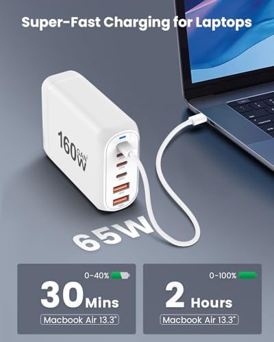 GEEKERA 160 W 6-Port USB C Fast Charging Station – Ultimate Multiport Wall Charger with 4 USB-C & 2 USB-A Ports – High-Speed Power Hub for i Phone 16, i Pad Pro, Mac Book, Samsung Galaxy, Pixel, & Nintendo Switch – Compact & Portable Design for Efficient Device Charging at Home or On-the-Go