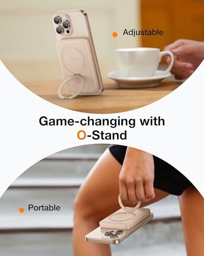 TORRAS Magnetic 10000 m Ah Portable Power Bank – Ultra-Slim Wireless Charger for i Phone with Fast Charging & Integrated O-Stand, Compatible with Mag Safe, 16 Pro Max, Pro, 15, 14, 13, 12 – Essential Travel Companion for Effortless Connectivity