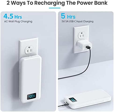 Ultra-Slim 13800 m Ah Portable Charger with Built-in Cables & AC Plug – Multi-Device USB-C Power Bank with 4 Outputs & LCD Display for i Phone, Samsung, and Android – Effortless Charging on the Go