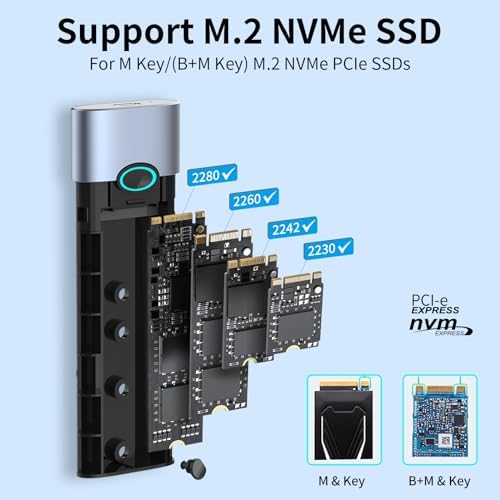 GODO RGB M.2 PCIe NVMe & SATA External SSD Enclosure – Ultra-Fast USB-C Adapter with Tool-Free Installation, 10 Gbps Transfer Speed, UASP & TRIM Support, Stylish RGB Lighting for Enhanced Portability and Performance