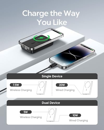 Baseus Magnetic Portable Charger for i Phone – 5,000 m Ah Qi2 Certified Wireless Power Bank with 15 W Mag Safe Compatibility & 20 W USB-C Fast Charging for i Phone 16/15/14/13/12 – Sleek, Lightweight Design for On-the-Go Power Solutions