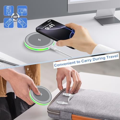 Samsung Galaxy S25 Ultra Fast Wireless Charging Pad – 15 W Qi Charger with QC3.0 Adapter for Galaxy S Series, Google Pixel & More – Slim, Anti-Slip Design for Home or Travel – Safe, Sleep-Friendly Charging with LED Indicator – High-Speed Power for All Qi-Compatible Devices