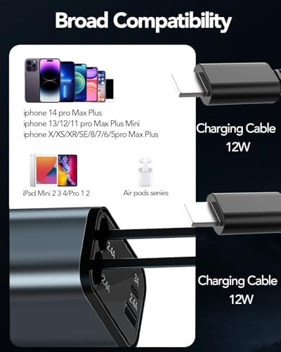 2025 Ultra-Compact 4-in-1 Retractable Car Charger – 69 W Fast Charging Adapter for i Phone 16, Galaxy and More – Innovative Space-Saving Design with Multiple Ports for Simultaneous Device Powering – Essential Car Accessory for Daily Commutes and Road Trips