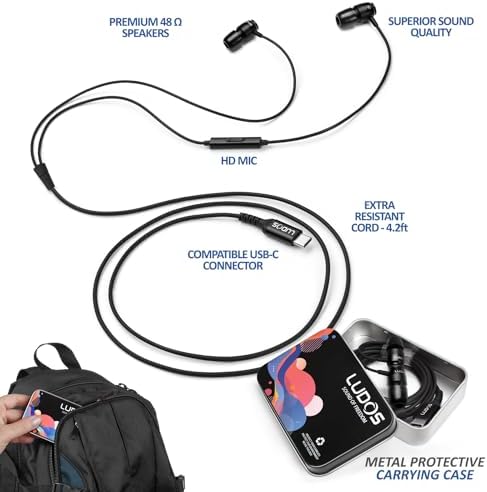 Experience Unmatched Sound Clarity with LUDOS Clamor 2 PRO Wired Earbuds – Noise Isolating In-Ear Headphones Featuring Comfortable Memory Foam Tips for Small Ears, Ideal for Students and Professionals, with Built-In Microphone for Effortless Calls, 5-Year Warranty, Compatible with i Phone and Samsung Devices, Perfect for Everyday Use and Travel