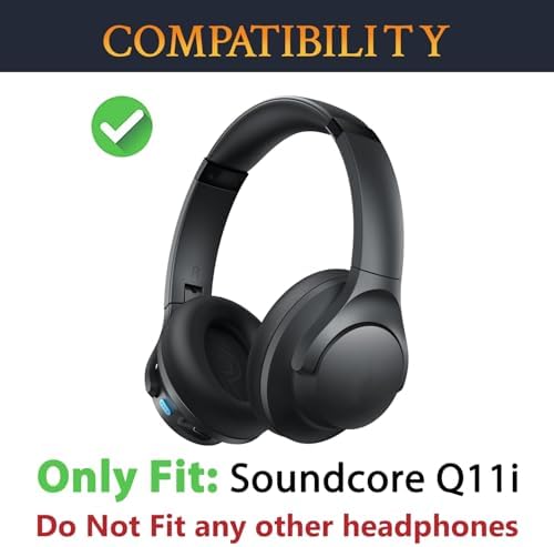 Transform Your Anker Soundcore Q11 i Experience: SOULWIT Premium Replacement Earpads with Soft Protein Leather and High-Density Memory Foam for Ultimate Comfort and Enhanced Sound Quality – Easy Installation, Sleek Black Design for Audiophiles