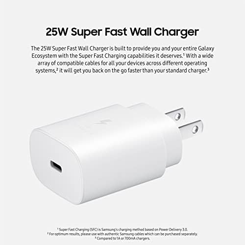 SAMSUNG 25 W USB-C Wall Charger – Ultra-Fast Charging Adapter for Galaxy Devices, Compact Design for Travel, Reliable Power Supply for North America, Enhance Your Charging Experience with Superior Performance