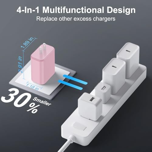 High-Speed USB C Charger Block 3-Pack – 40 W 4-Port Power Adapter for Quick Charge & Power Delivery, Compatible with i Phone 16/15/14/13/12/11/Pro Max & Tablets, Compact Wall Plug for Efficient Multi-Device Charging – Optimal Safety Features & Sleek Design
