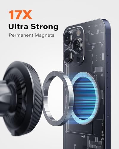 APPS2 15 W Magnetic Wireless Car Charger – Ultimate Dashboard, Windshield & Vent Mount for i Phone 16/15/14/13/12 Series | Fast Charging, Mag Safe Compatible, Adjustable Phone Holder for Enhanced Convenience and Safety on the Road