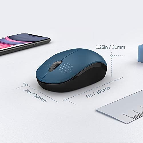 Light Blue Wireless Mouse – Ultra-Quiet 2.4 GHz Noiseless Computer Mouse with USB Receiver for Seamless Windows Experience – Portable, Ergonomic Design for Home, Office, or Travel