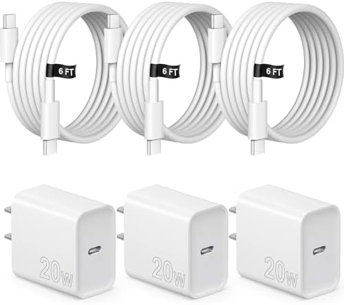Upgrade Your Charging Experience: i Phone 15 & 16 Fast Charging 3-Pack with 6 FT USB-C Cables, Wall Charger Blocks Compatible with i Phone 16/16 Pro/Max & i Pad Pro – Efficient, Portable, and Durable Power Solution for All Your Apple Devices