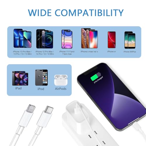 Rapid Charge 3-Pack USB C i Phone Charger Block Set – MFi Certified Lightning Cable for i Phone 14 Pro Max/14 Plus/13/12/11/XS/XR/X/8/7/SE – Compact Fast Charging Solutions for Effortless Device Power-Up and Portability