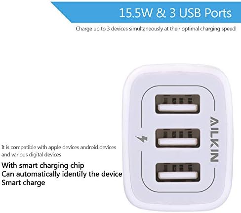 High-Speed 3-Pack Multi-Port Wall Charger – 3.1 A USB Adapter for i Phone 15/14/13/12/11 Pro Max, Samsung Note 20/S22/S21/S20, Kindle Fire – Fast, Safe, and Universal Charging Solution for All USB Devices