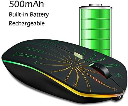 Illuminated Rechargeable Wireless Mouse with Advanced Optical Tracking – Stylish Backlit Design, Adjustable DPI, and Nano USB Receiver for Seamless PC and Mac Compatibility – Elevate Your Productivity in Low-Light Environments