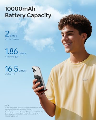 Ultra-Slim 10,000 m Ah Mini Power Bank with Built-in Cables – 22.5 W Fast Charging USB-C Battery Pack for i Phone 16/15/14 and Samsung Galaxy 24/23 – Essential Travel Charger for On-the-Go Power Needs