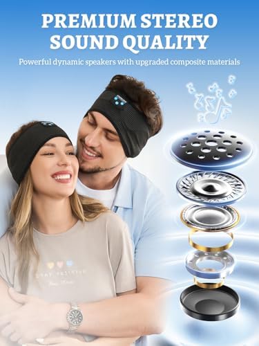 Ultimate Bluetooth Sleep Headband with Ultra-Thin Speakers | Dual Playback Modes for Wired & Wireless Use | Ergonomically Designed for Side Sleepers | Luxurious Comfort for Restful Nights | Ideal Gift for Enhanced Sleep and Relaxation