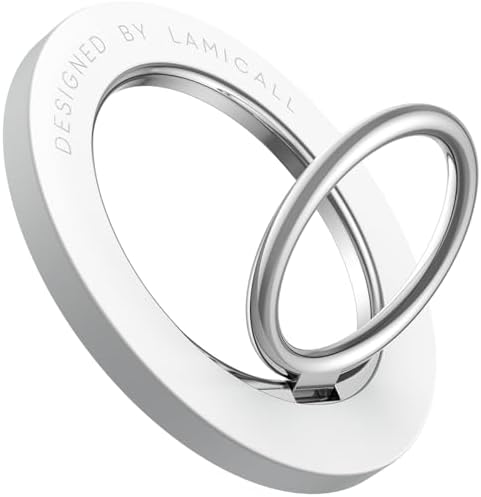 Lamicall 360° Rotatable Magnetic Phone Ring Holder for Mag Safe – Lightweight Grip & Kickstand Compatible with i Phone 12/13/14/15/16 Series, Misty Black – Enhanced Magnetic Strength and Flexibility for Secure One-Handed Use and Wireless Charging Convenience