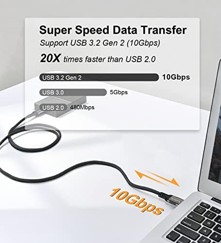 High-Speed USB A to USB C Cable (3.3 FT & 10 FT) – 10 Gbps Data Transfer, 60 W Fast Charging for Samsung Galaxy S23/S22/S21/S20/S10 Ultra & All Type C Devices – Durable Nylon Braided Design for Ultimate Flexibility and Performance