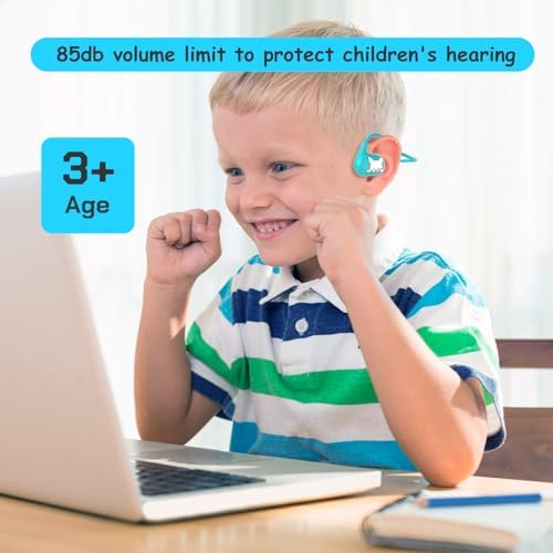 Lightweight Open Ear Bluetooth Headphones for Kids – Safe Volume Limiting Wireless Earbuds in Blue for Enhanced Listening and Outdoor Safety, Ideal for Boys and Girls on the Go – Perfect for Daily Use and Active Lifestyles
