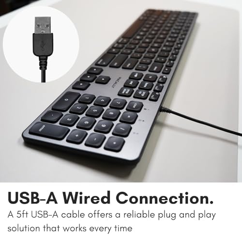 Enhance Your Mac Experience with the Macally Backlit Keyboard – Sleek Space Gray Design, Quiet Operation, and 3 Adjustable Brightness Levels for Optimal Visibility – 107 Keys, USB Wired for Fast Connectivity – Perfect Mac Accessory for Creative Professionals and Everyday Users