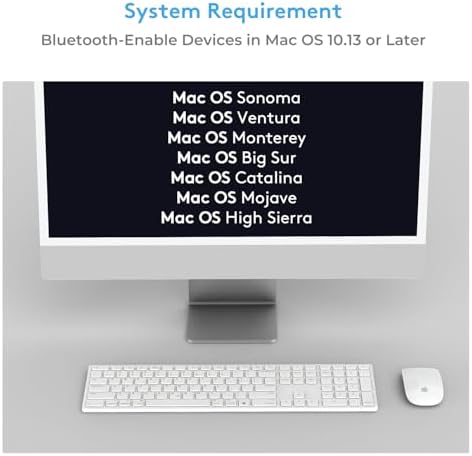 Upgrade Your Typing with a Wireless Bluetooth Keyboard & Numeric Keypad for Mac – Rechargeable, Sleek Design, Ultimate Compatibility with i Mac, Mac Book, i Pad for Enhanced Productivity and Efficiency