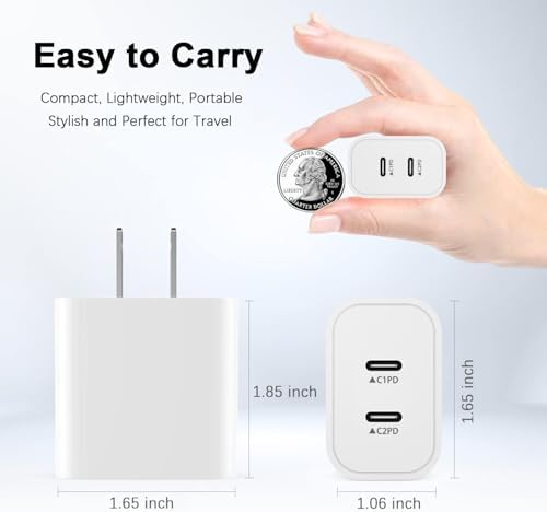 Dual Port 20 W USB-C Fast Charger Block for i Phone 16 e/15 – 3-Pack Power Adapters for Rapid Charging – Compact & Versatile Wall Charger for i Phone and i Pad – Enhanced Safety Features and Compatibility