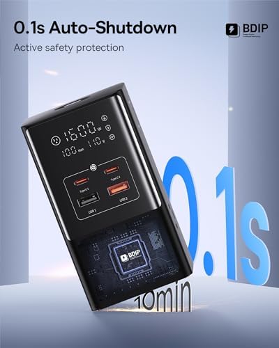 Baseus 10-in-1 USB C Charging Hub – 35 W High-Efficiency Power Station with 6 AC Outlets, Dual USB-A & USB-C Ports for Rapid Device Charging – Ultimate Solution for Home, Office, and Dorm with Advanced Safety Features for Mac Books, Tablets, and Smartphones