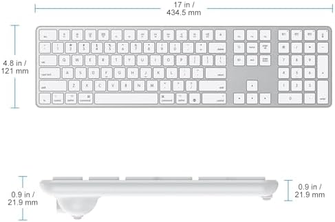 OMOTON Bluetooth Wireless Keyboard for Mac – Ergonomic Design with Numeric Keypad, Rechargeable Battery, Sleek Black & Grey Finish – Enhanced Compatibility for Mac Book Pro, Air, i Mac, Mac mini, and PC Users – Experience Unmatched Typing Speed and Comfort