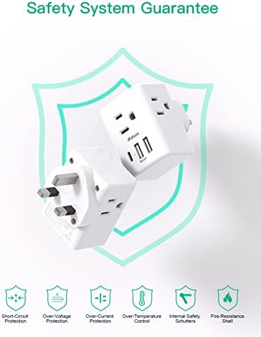 Universal European Travel Power Adapter with Dual USB-C Charging Ports – 3 Outlet Type E/F Plug for Effortless Device Connectivity in France, Portugal, Germany, and Beyond – Essential Travel Companion for Seamless Power and Fast Charging on Your European Adventures
