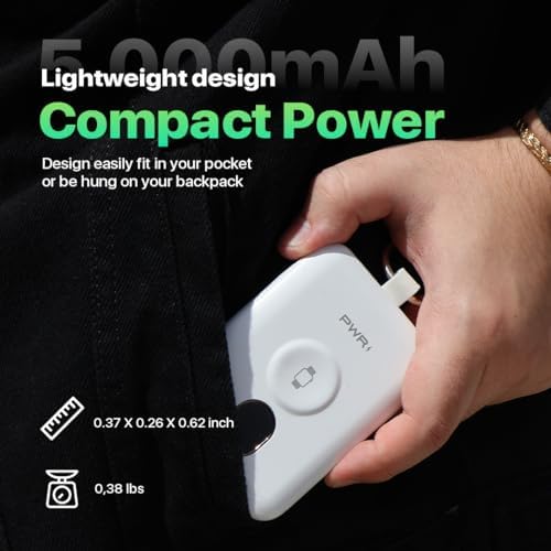 Versatile PWR Versa 4 in 1 Portable Charger for Apple Watch – 5000 m Ah Wireless Power Bank with Built-in Cables and Travel Keychain – Fast Charging, Enhanced Device Compatibility, and Durable Design for On-the-Go Power Solutions