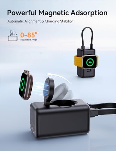 Revolutionary 3-in-1 Magnetic Power Bank: 18 W Fast Wireless Charger for Apple Watch, i Phone & Samsung – 5000 m Ah Portable Charger with Integrated Cable in Elegant White for Ultimate On-the-Go Energy Solution and Seamless Device Compatibility