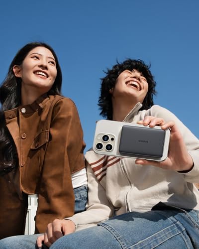 Baseus Picogo 5000 m Ah Ultra-Slim Magnetic Power Bank – Card-Sized Wireless Fast Charger for i Phone 16/15/14/13/12, Lightweight Alloy Battery Pack with USB-C Braided Cable for Effortless On-the-Go Charging