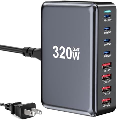 High-Powered 440 W Ga N 8-Port USB-C Charging Hub – Dual PD & PPS Fast Charger for Mac Book Pro/Air, i Phone 16/15/14/13/Pro Max – Compact, Durable Solution for Home, Office & Travel Efficiency