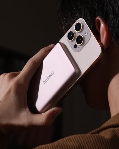 Baseus Picogo 5000 m Ah Ultra-Slim Magnetic Power Bank – Card-Sized Wireless Fast Charger for i Phone 16/15/14/13/12, Lightweight Alloy Battery Pack with USB-C Braided Cable for Effortless On-the-Go Charging