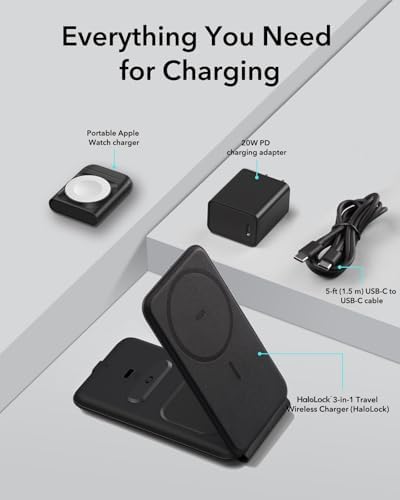 ESR Qi2 All-in-One 3-in-1 Charging Station for Apple Devices – Fast 15 W Mag Safe Charger, Certified Apple Watch & Air Pods Power Hub, Ideal Travel Companion for i Phone 16/15/14/13/12 Series, Sleek Black Design with Travel Bag Included – Maximizing Efficiency and Style