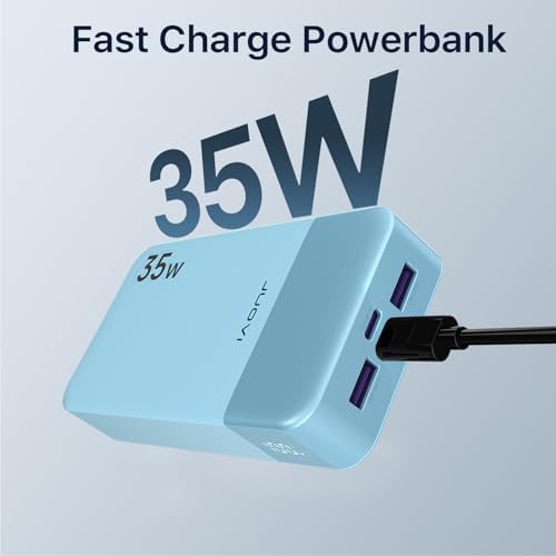 High-Speed 35 W USB-C Portable Charger – 20,000 m Ah Power Bank with QC4.0 & PD3.0 for Rapid Charging of Mobile Phones, Tablets, & Bluetooth Devices – Ultimate Compatibility & Convenience in Sleek Blue Design