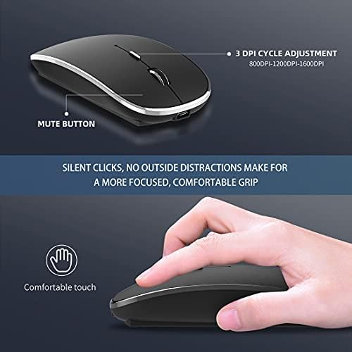 Elevate Your Computing Experience with the Q23 S Black Wireless Mouse – Rechargeable, Dual Mode USB-A & Type-C, Silent Operation, and 3 Adjustable DPI for Ultimate Precision and Versatility Across Laptops, Macs, PCs, and Android Devices