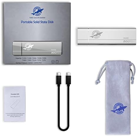 Experience Unmatched Speed and Portability with the Dogfish 512 GB Portable External SSD – Lightweight Aluminum Build, Blazing Fast 2400 MB/s Transfer Rates, Ideal for Mac, PC, and Laptop Users – Cutting-Edge 3 D NAND NVMe PCIe M.2 Technology for Unrivaled Reliability and Versatile Compatibility