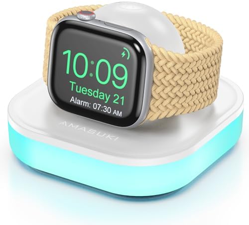 Magnetic Apple Watch Charger Dock with Customizable Colorful Ambient Lighting – Rapid Charging Solution for All Series Including Ultra 2 – Sleek, Portable Design for Home & Travel with USB Cable Included