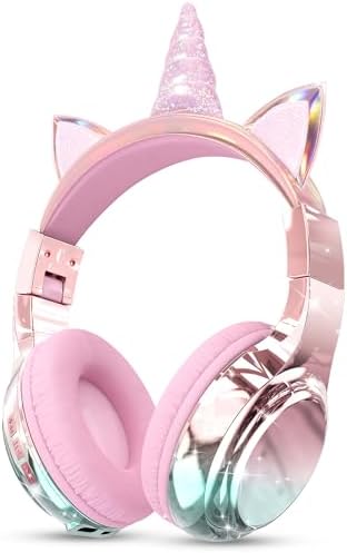 Elevate Your Child’s Listening Experience with Qear Fun Purple Cat Ear Bluetooth Headphones – 60 Hours of Playtime, Safe Volume Control (74/85/94 d B), Ultra-Portable Foldable Design, Advanced Bluetooth 5.3 Connectivity, and Built-in Mic for Girls – Perfect for School, Travel, and On-the-Go Fun