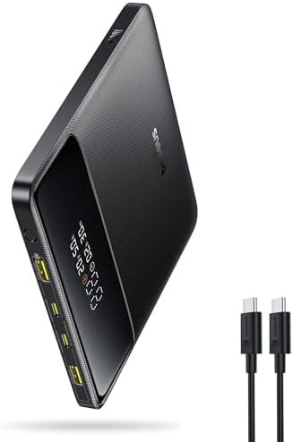 Baseus 100 W Slim Portable Power Bank – 20,000 m Ah Fast Charger with Dual USB-C & USB-A Ports – Ultimate Travel Companion for Business Professionals and Tech Enthusiasts – TSA-Approved Laptop Charger for Mac Book, i Phone, Samsung Galaxy, Dell – Stay Powered Anywhere with Real-Time Display and Safety Features