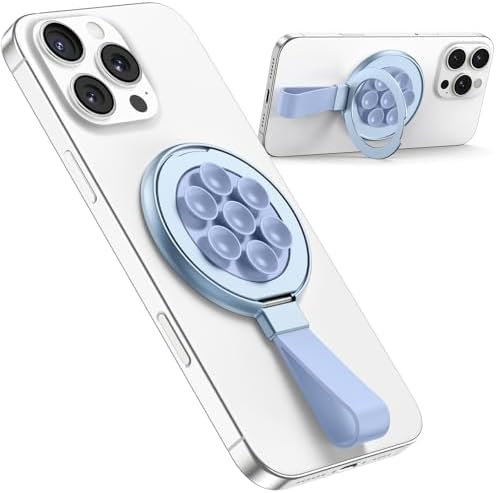 Universal Magnetic Suction Phone Grip by TAURI – 360° Rotating Hands-Free Holder for i Phone 16 Pro Max, i Phone 15, Android & Samsung S25 – Durable Silicone Design for Secure Grip and Enhanced Usability, Perfect for Multitasking and Easy Transport