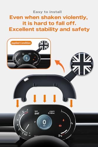 Upgrade Your Mini Cooper with the Persevere Car Phone Holder: Wireless Auto-Open/Close Charging for Circular Displays, Perfect Fit for 4-6.9” Smartphones, Enhanced Compatibility with F65, F66, J01, J05, F01 Models, Effortless Access and Fast Charging for Safe Navigation